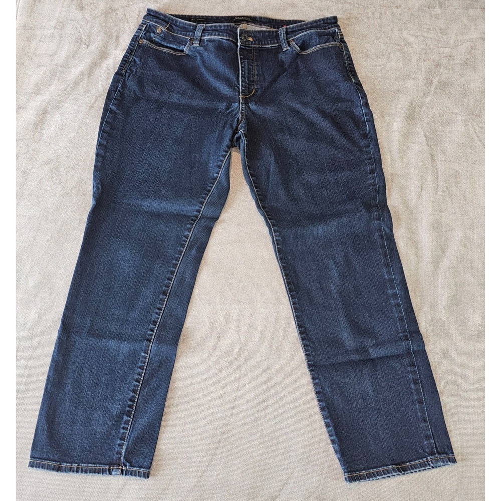 Talbots Flawless Five Pocket Womens Petite 14P Straight Leg Jeans Blue Denim